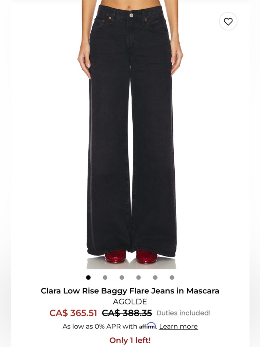 Agolde Clara Black Low-Rise Baggy Jeans